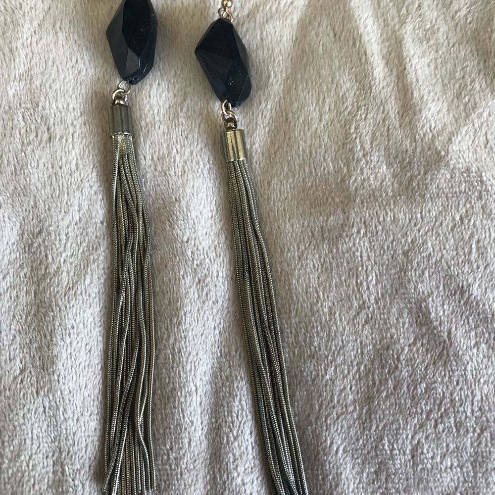 Pewter/gold drop earrings